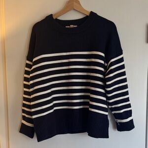 Philosophy Navy and Cream Striped Sweater